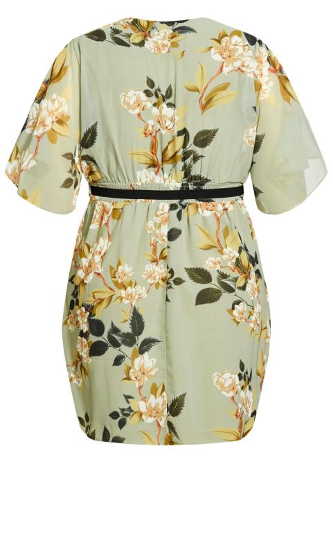 Evans Sage Green Floral Wrap Mini Dress 4