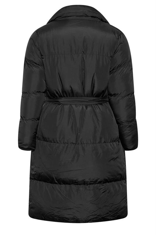Plus Size Black Belted Wrap Puffer Coat | Yours Clothing 8