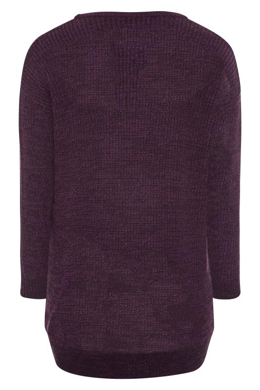Plus Size Curve Plum Purple Essential Knitted Jumper | Yours Clothing 6