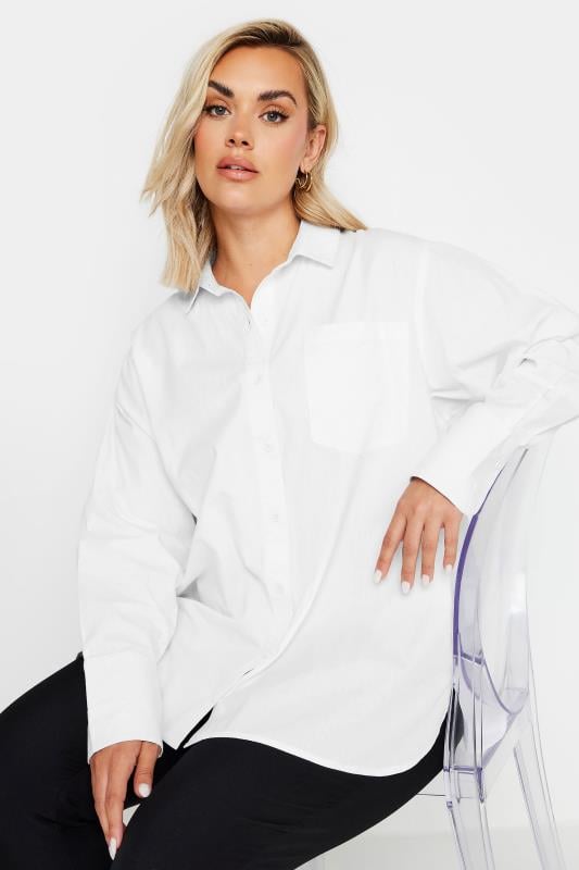 YOURS Plus Size White Oversized Cotton Shirt | Yours Clothing 1