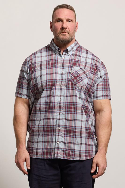  BEN SHERMAN Big & Tall Chemise bleu clair à carreaux