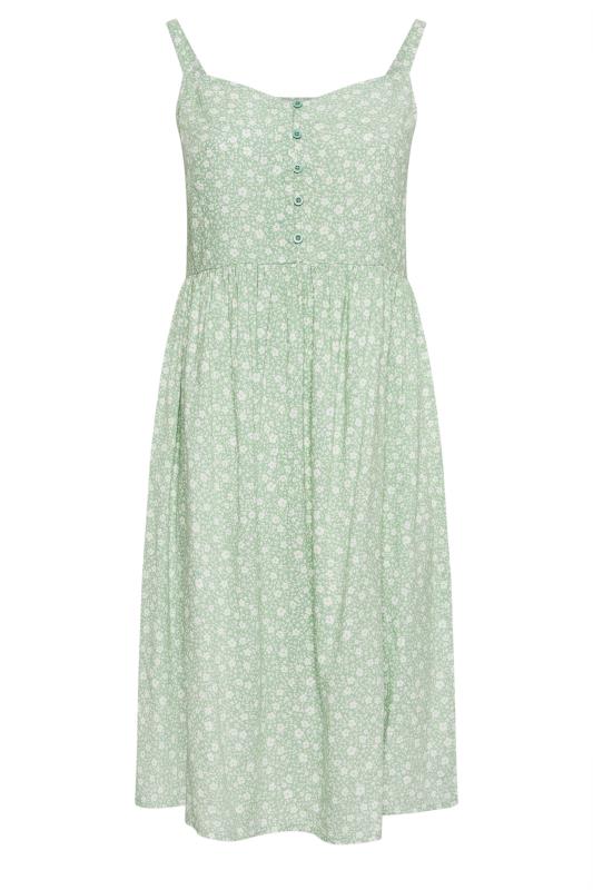 YOURS Plus Size Green Ditsy Floral Print Strappy Sundress | Yours Clothing 5
