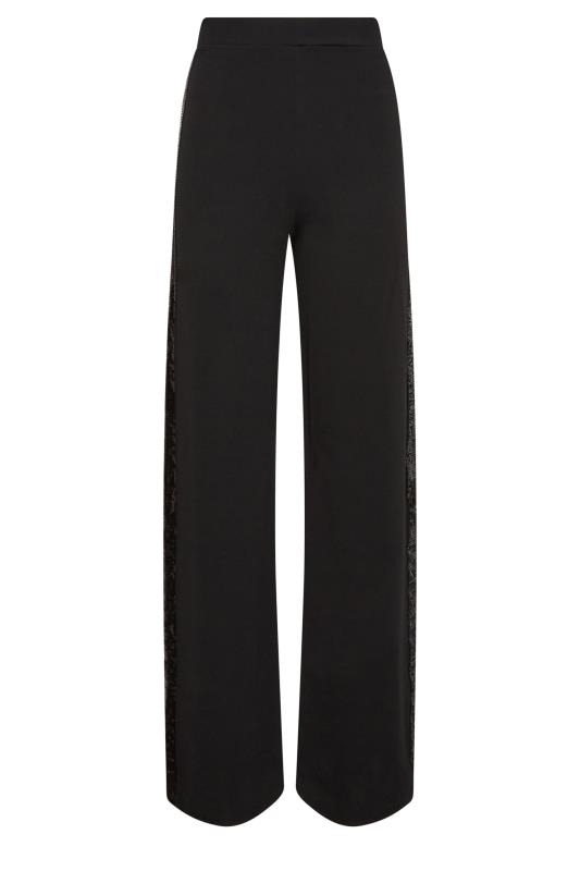 LTS Tall Black Sequin Stripe Wide Leg Trousers | Long Tall Sally  6