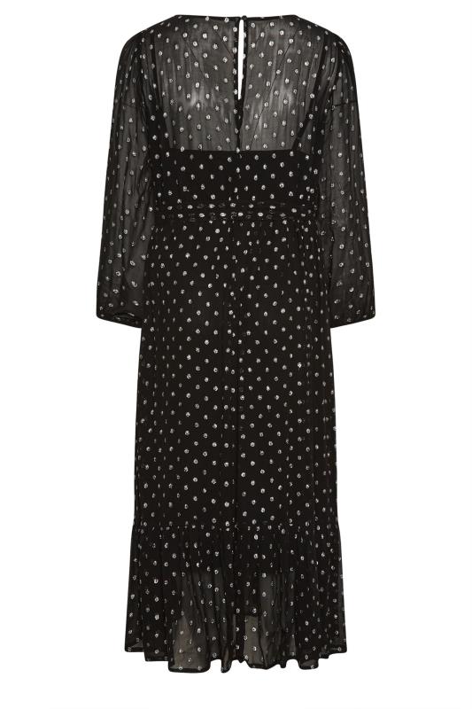 YOURS LONDON Plus Size Black Metallic Spot Print Smock Maxi Dress | Yours Clothing 6