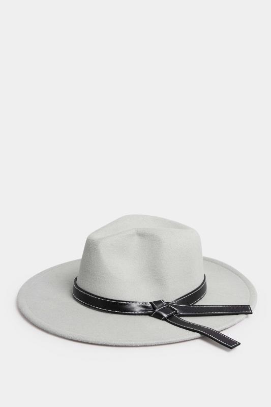Plus Size  Yours Grey Faux Leather Band Fedora Hat