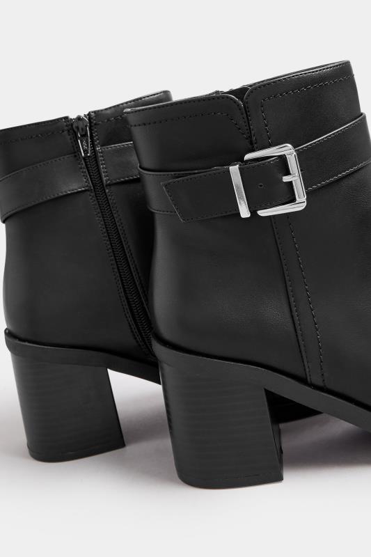 Black Block Heel Buckle Boot In Wide EEE Fit | Yours Clothing 5