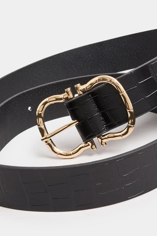 Black Horseshoe Double Buckle Belt | Yours Clothing 3