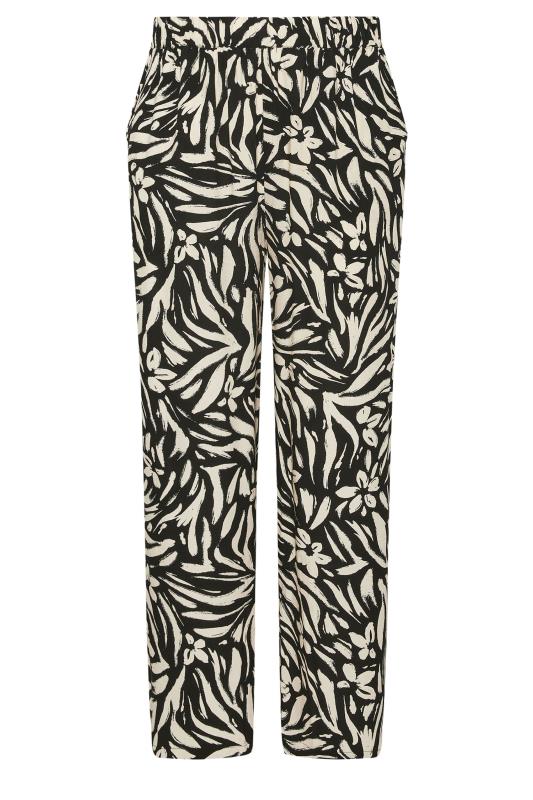 YOURS Plus Size Black Floral Print Wide Leg Trousers | Yours Clothing 6