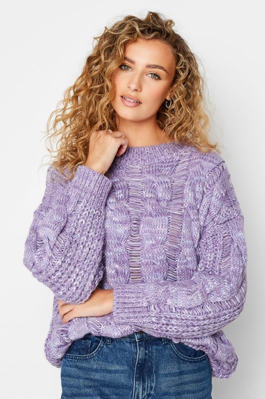 Tall  LTS Tall Lilac Purple Plait Knitted Jumper