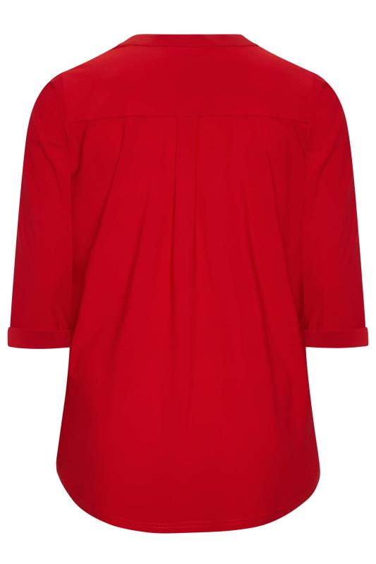 YOURS Curve Plus Size Red Half Placket Shirt | Yours Clothing  7