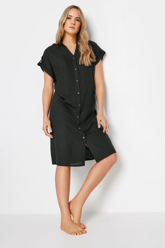 LTS Tall Womens Black Linen Button Through Shirt Dress | Long Tall Sally 2