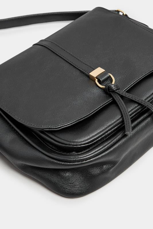 Black Faux Leather Satchel Bag 5