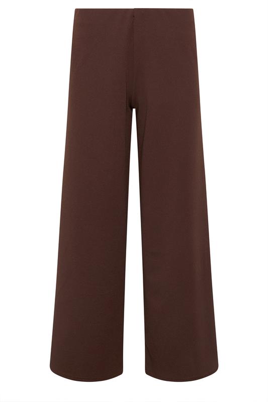 PixieGirl Petite Women's Chocolate Brown Scuba Wide Leg Trousers | PixieGirl 5