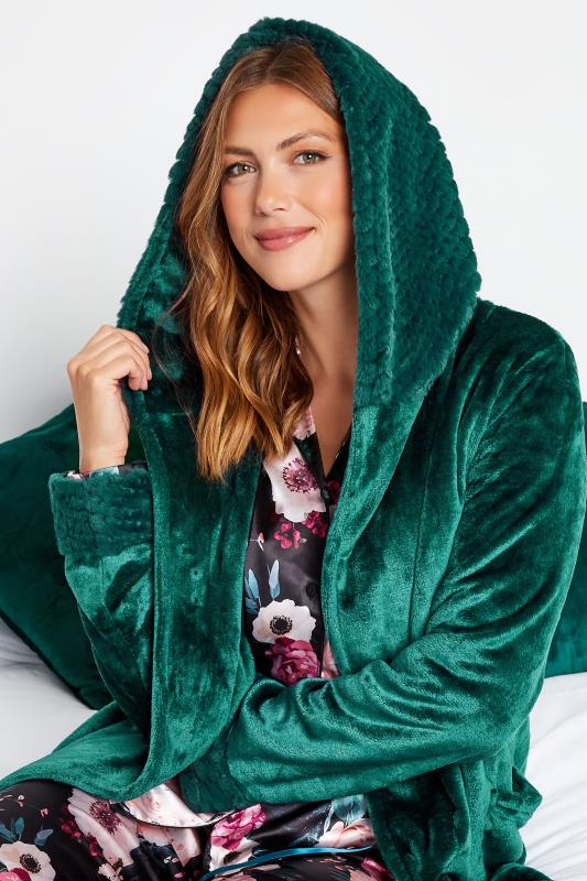 LTS Tall Emerald Green Faux Fur Trim Dressing Gown 5
