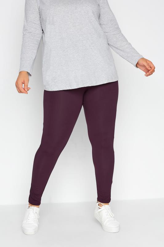 Plus Size Plum Purple Soft Touch Leggings | Yours Clothing  1