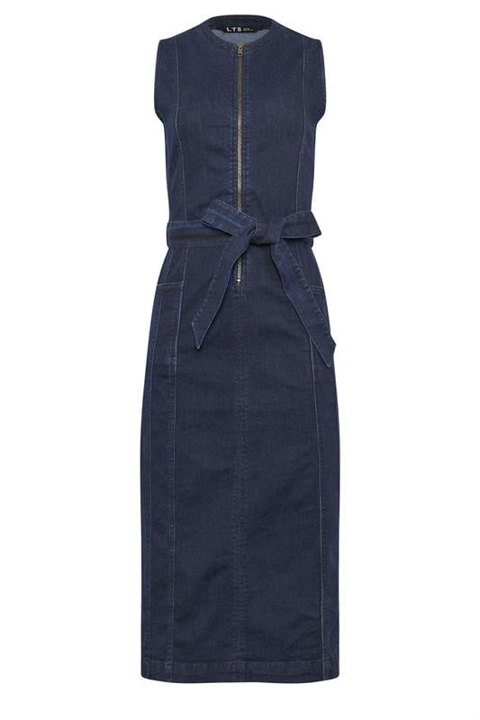 LTS Tall Women's Mid Blue Zip Front Denim Midi Dress | Long Tall Sally 5