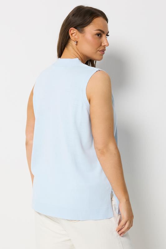 YOURS Plus Size Blue Knitted Waistcoat | Yours Clothing 2