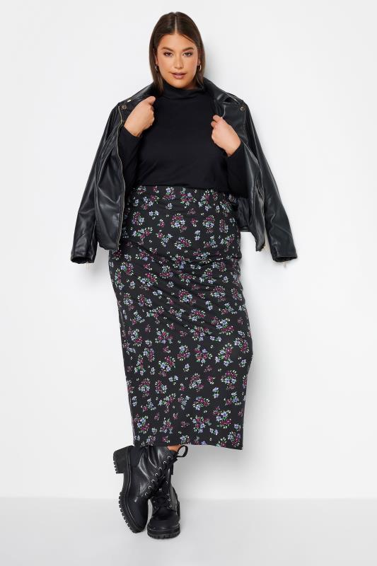 Plus Size  YOURS Curve Purple Floral Print Maxi Skirt