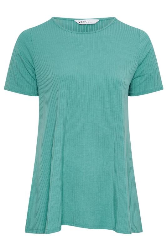 YOURS Plus Size Blue Ribbed T-Shirt | Yours Clothing 5