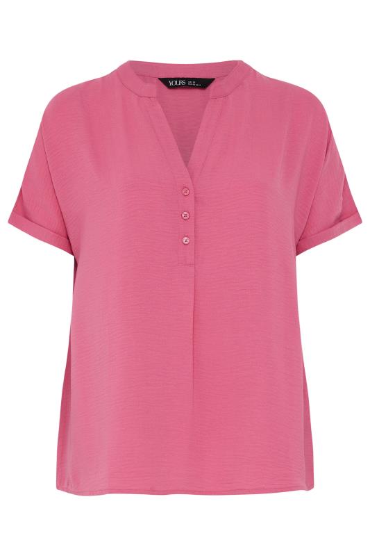 YOURS Plus Size Pink Notch Neck Blouse | Yours Clothing 5