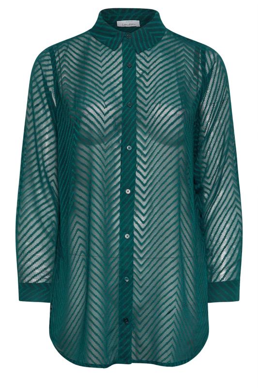 YOURS LONDON Plus Size Green Burnout Chevron Shirt | Yours Clothing  5