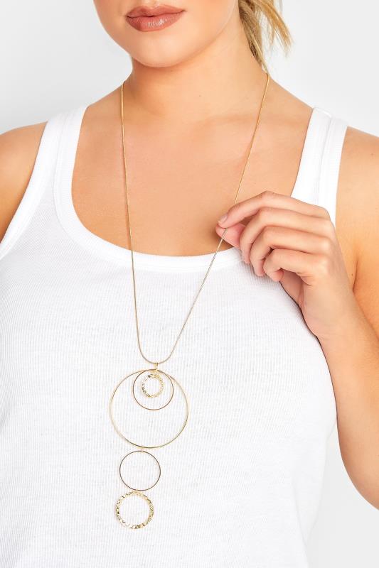 Plus Size  Yours Gold Tone Long Circle Pendant Necklace