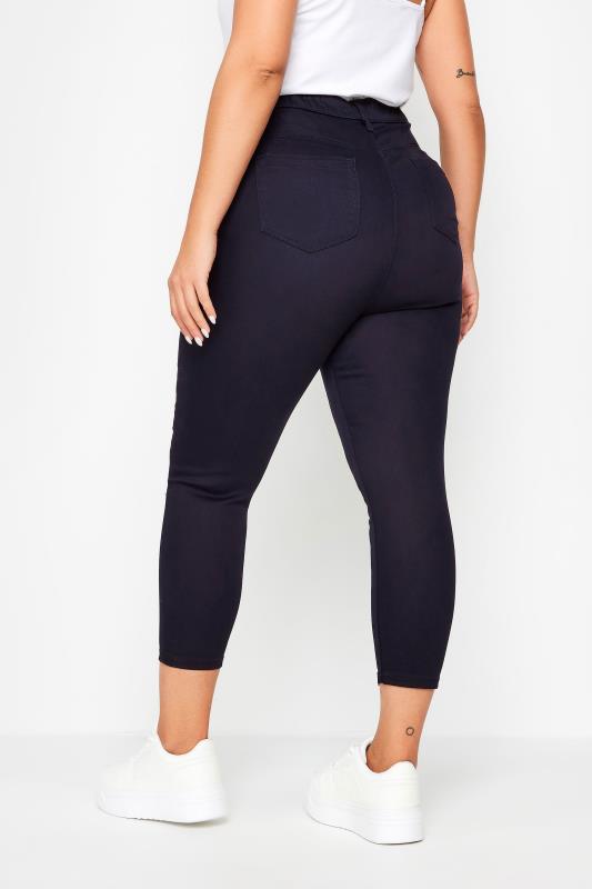 YOURS Plus Size Navy Blue Cropped Stretch GRACE Jeggings | Yours Clothing 3