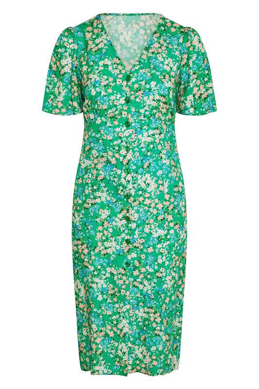 YOURS LONDON Plus Size Green Floral Print Button Through Tea Dress | Yours Clothing  5