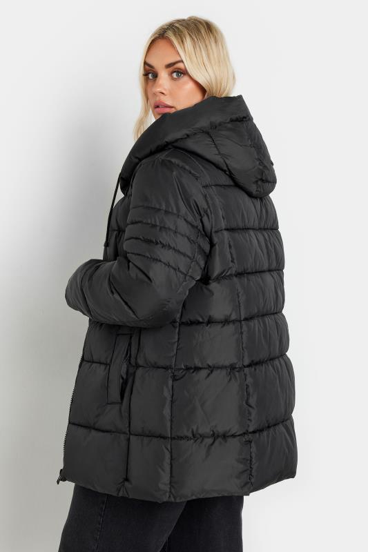 YOURS Curve Black Sporty Puffer Coat | Yours Clothing 3