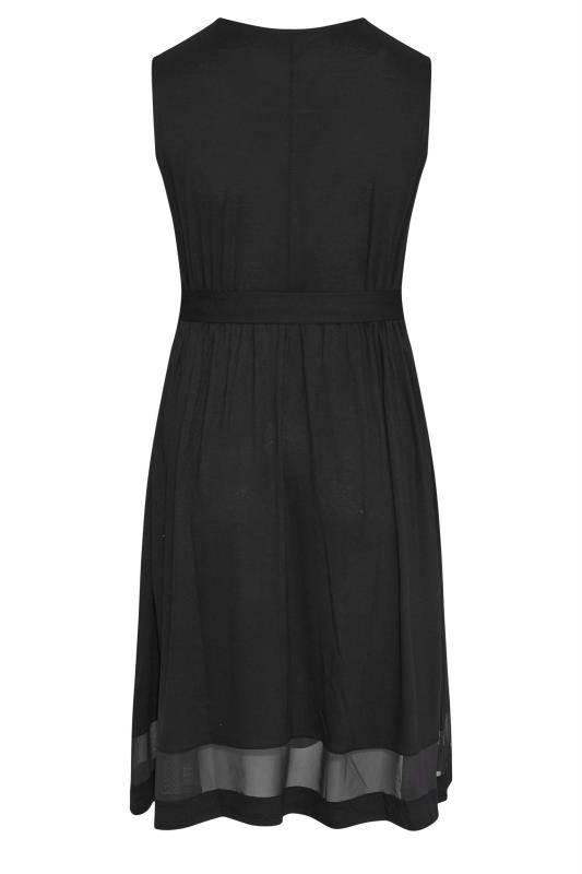 Plus Size Black Mesh Panel Skater Dress | Yours Clothing  7