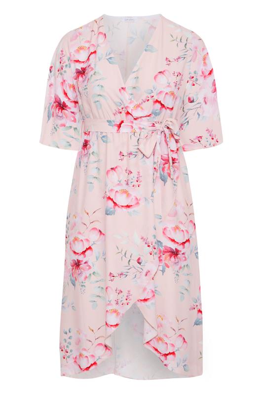 YOURS LONDON Plus Size Pink Floral Wrap Dress | Yours Clothing 6
