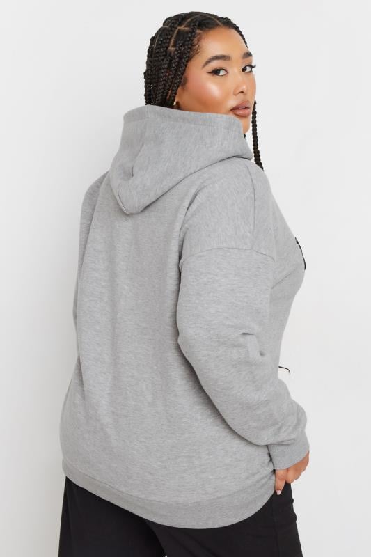 YOURS Plus Size Grey 'Leisure Club' Slogan Hoodie | Yours Clothing 3