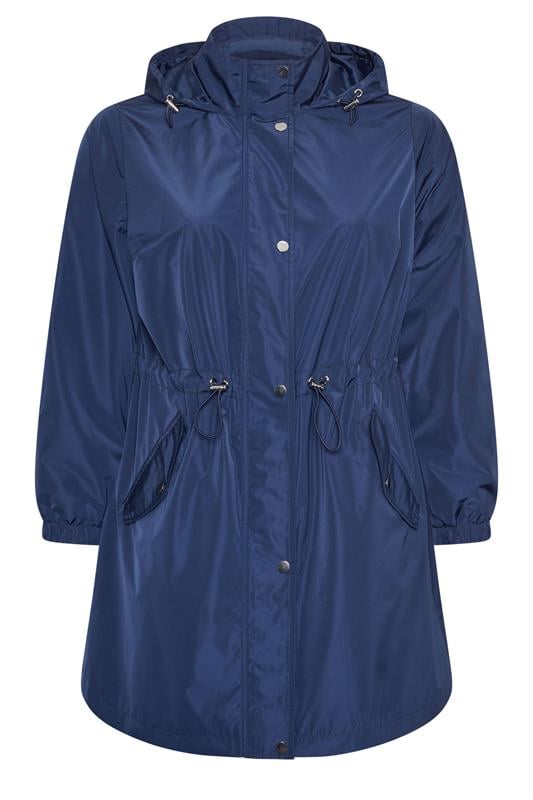 EVANS Plus Size Navy Blue Lightweight Rain Jacket | Evans 7