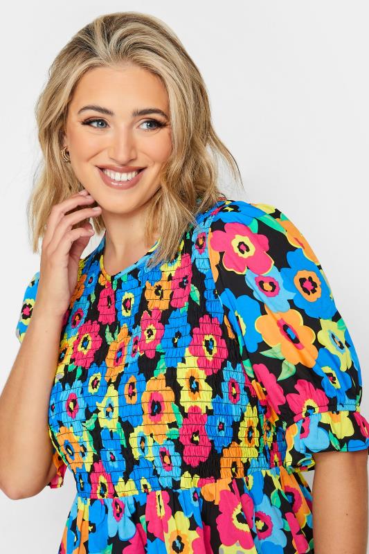 LIMITED COLLECTION Curve Plus Size Blue Floral Print Shirred Blouse | Yours Clothing  4