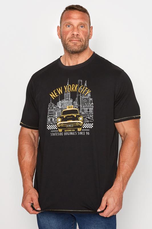 D555 Big & Tall Black New York Taxi Printed T-Shirt | BadRhino 1