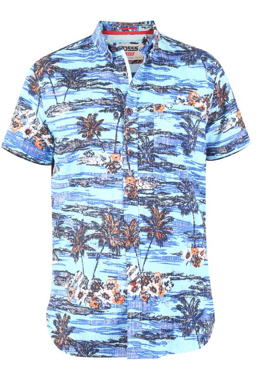  D555 Big & Tall Light Blue Hawaiian Print Shirt