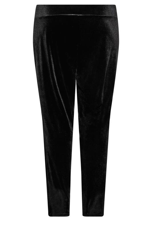 Plus Size Black Velvet Stretch Tapered Trousers | Yours Clothing 5