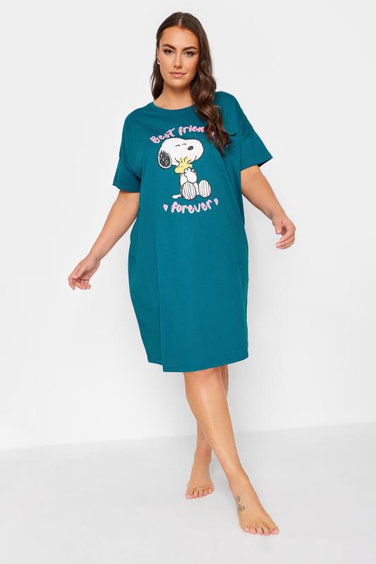  Grande Taille YOURS Curve Green Snoopy 'Best Friends' Sleep Tee Nightdress