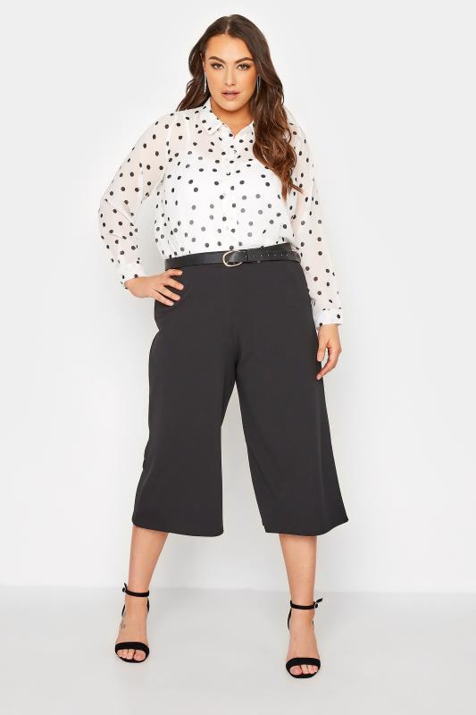 YOURS LONDON Plus Size Black Wide Leg Culottes | Yours Clothing  3
