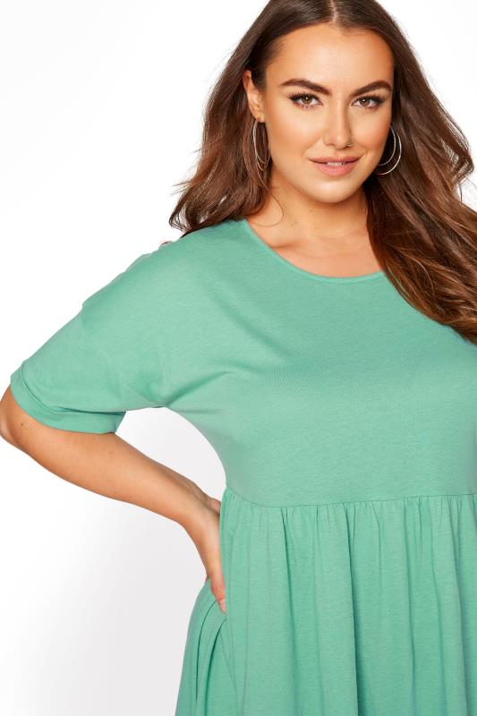 Plus Size Green Peplum Drop Shoulder Top | Yours Clothing 4