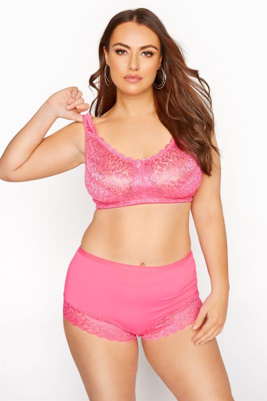 Pink Hi Shine Non-Wired Bra | Yours Clothing 2