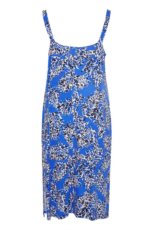 Curve Cobalt Blue Leopard Print Side Split Midi Beach Dress 6