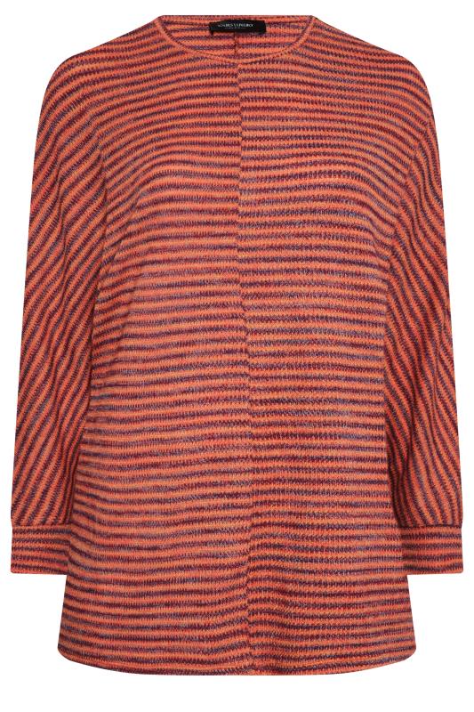 YOURS LUXURY Plus Size Orange Stripe Print Batwing Sleeve Tunic Top | Yours Clothing 7
