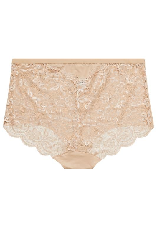 YOURS Plus Size 3 PACK Nude Lace Trim Briefs | Yours Clothing  7