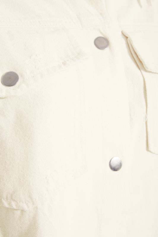 Plus Size Ivory White Western Style Distressed Denim Jacket  | Yours Clothing 5