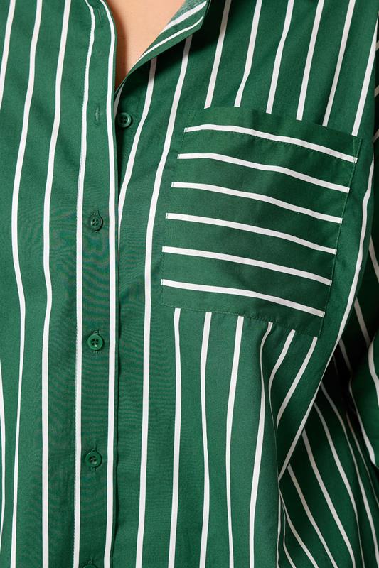 YOURS Plus Size Dark Green & White Striped Shirt | Yours Clothing 5
