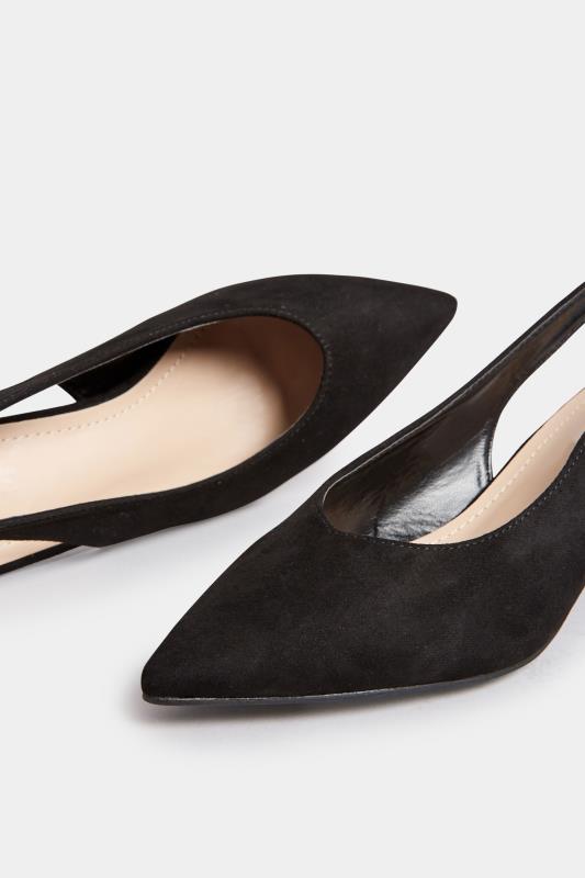 PixieGirl Black Slingback Kitten Heel Court Shoes In Standard Fit | PixieGirl 5