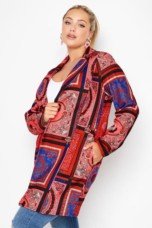 LIMITED COLLECTION Plus Size Rust Orange Scarf Print Blazer | Yours Clothing  4