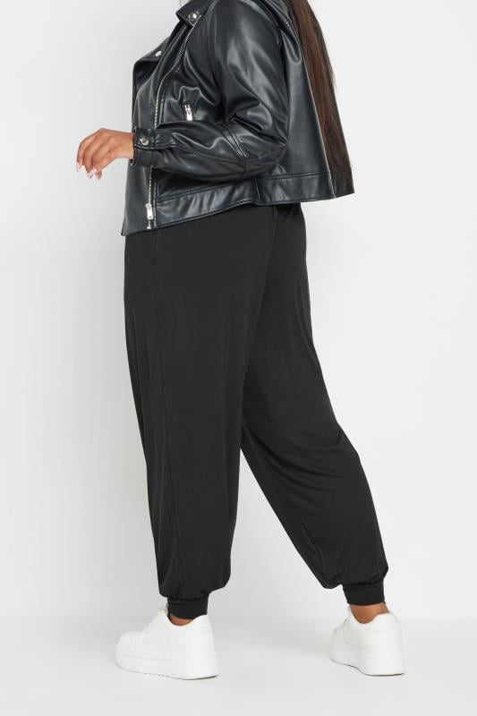 YOURS Plus Size Black Cuffed Harem Joggers | Yours Clothing 3