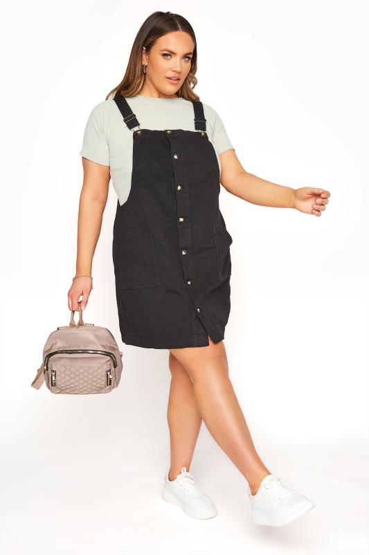 LIMITED COLLECTION Black Button Front Pinafore Dress_A.jpg